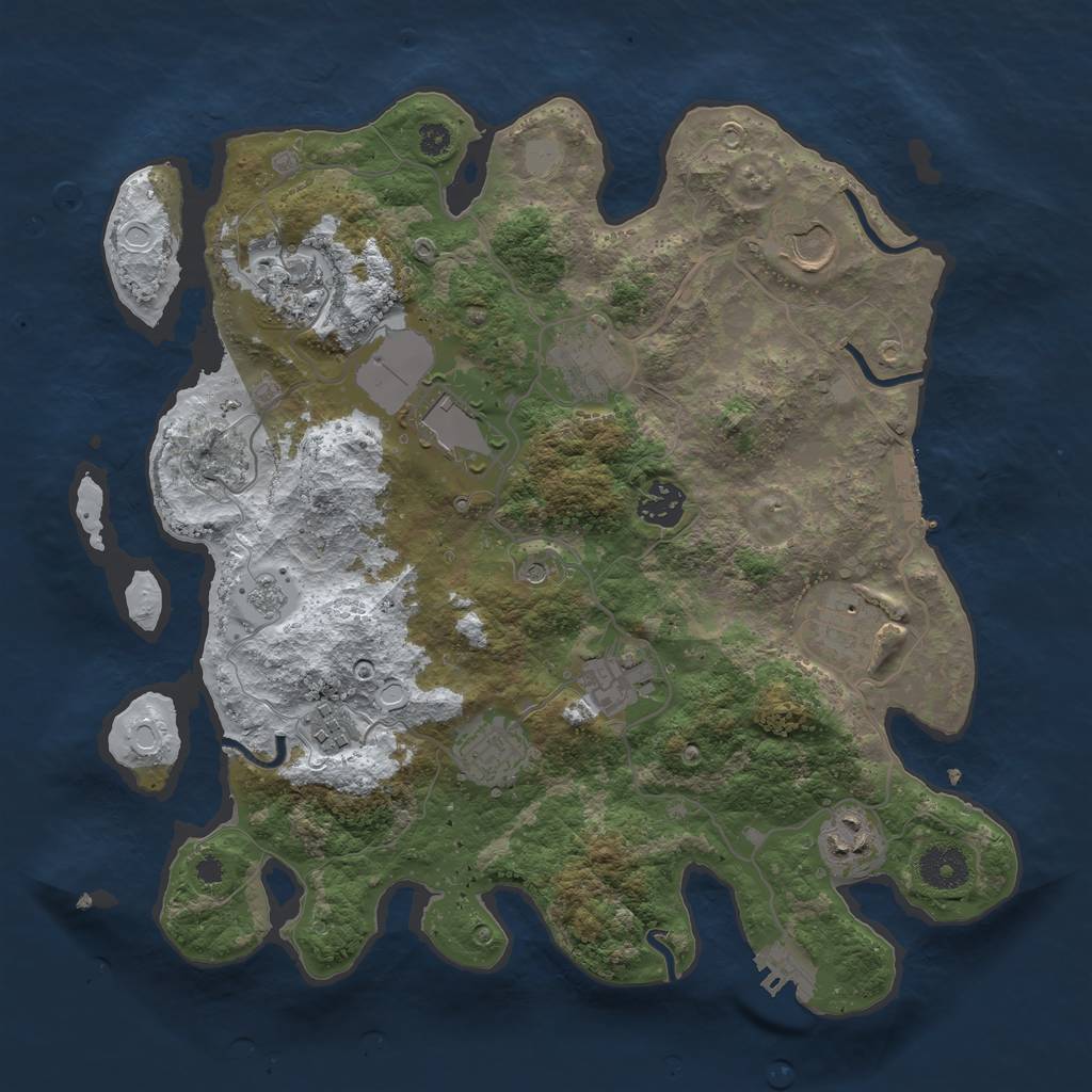 Rust Map: Procedural Map, Size: 3500, Seed: 295913458, 19 Monuments