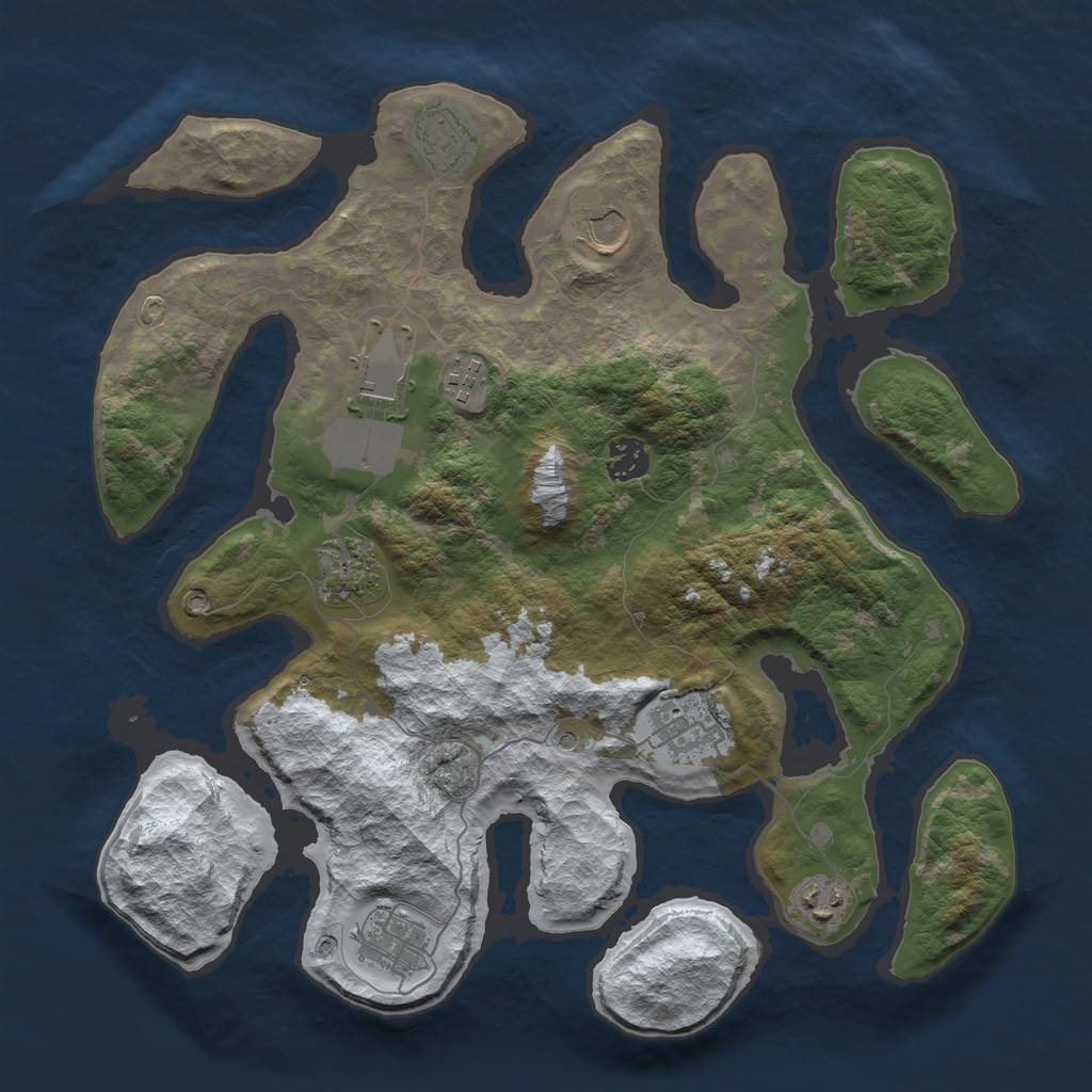 Rust Map: Barren, Size: 3700, Seed: 678458725, 12 Monuments