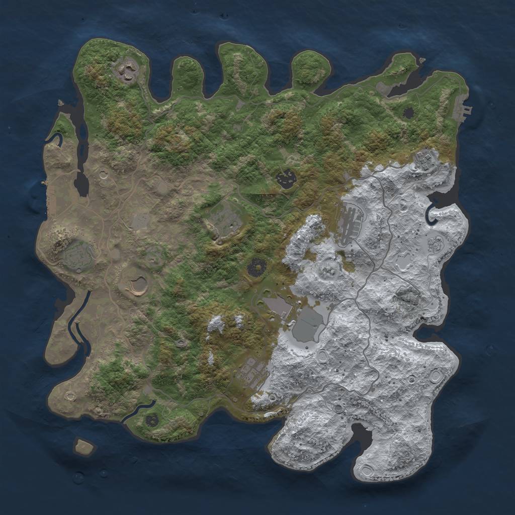 Rust Map: Procedural Map, Size: 4000, Seed: 3887405, 18 Monuments