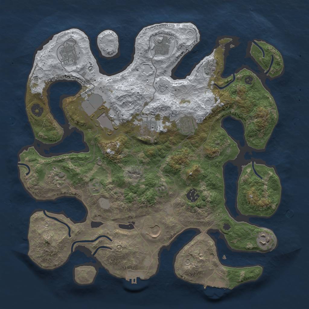 Rust Map: Procedural Map, Size: 3700, Seed: 66757489, 19 Monuments