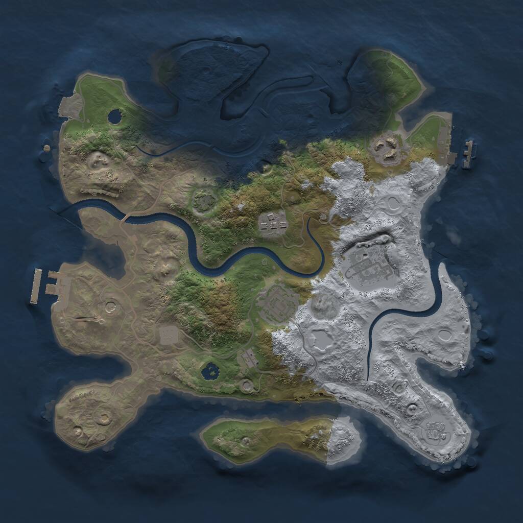 Rust Map: Procedural Map, Size: 3000, Seed: 91851995, 10 Monuments