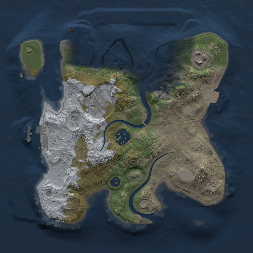 Rust Map: Procedural Map, Size: 2500, Seed: 852102942, 9 Monuments