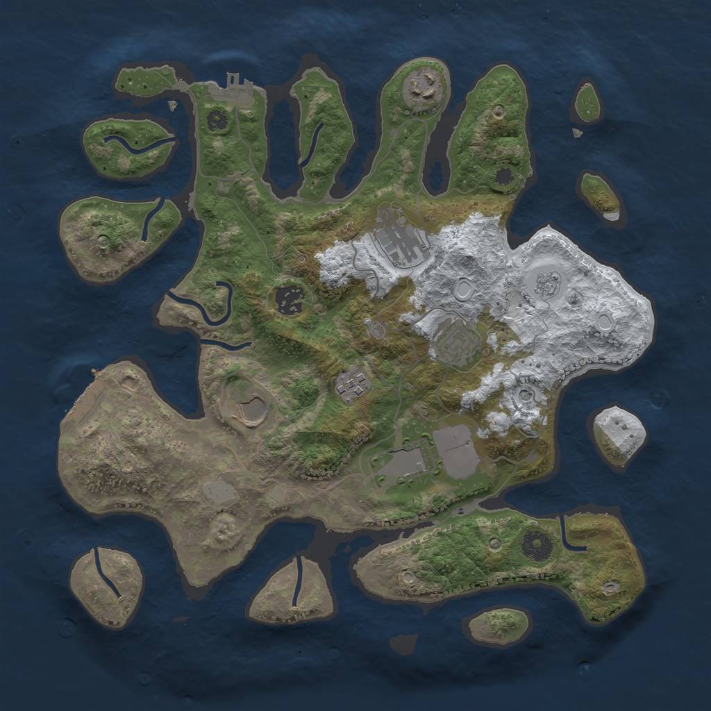 Rust Map: Procedural Map, Size: 3500, Seed: 138022200, 16 Monuments