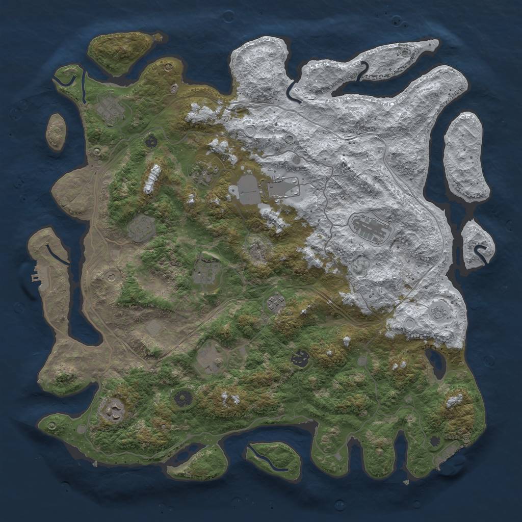 Rust Map: Procedural Map, Size: 4500, Seed: 7893, 19 Monuments