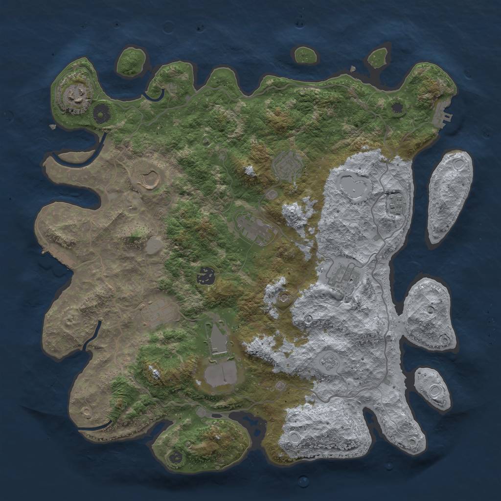 Rust Map: Procedural Map, Size: 4000, Seed: 2267994, 16 Monuments