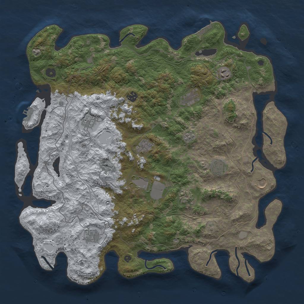 Rust Map: Procedural Map, Size: 4500, Seed: 947276033, 20 Monuments