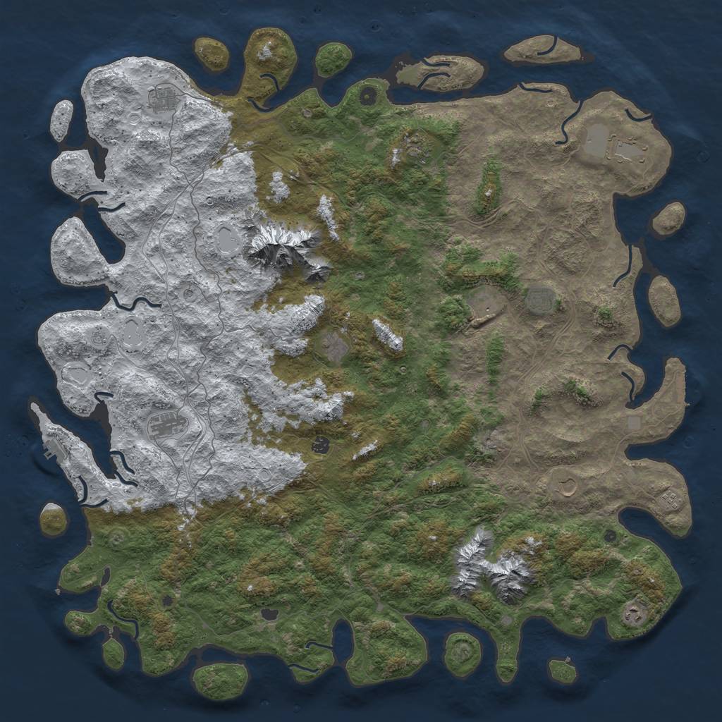 Rust Map: Procedural Map, Size: 6000, Seed: 1917227678, 20 Monuments