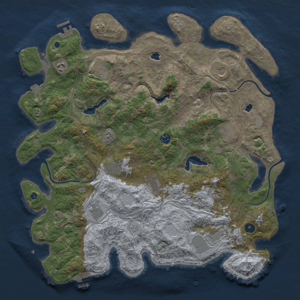 Rust Map: Procedural Map, Size: 4500, Seed: 965780368, 17 Monuments