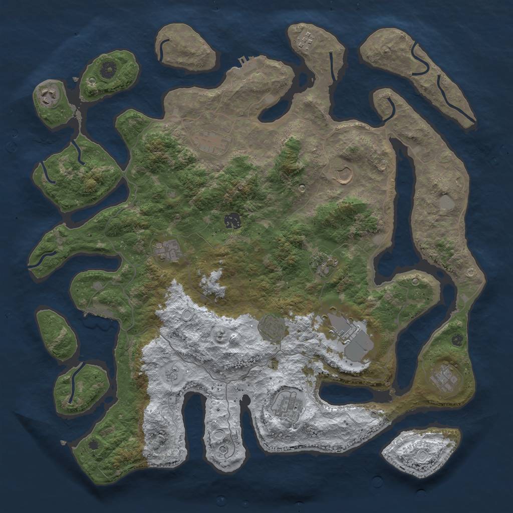 Rust Map: Procedural Map, Size: 4500, Seed: 965780368, 20 Monuments