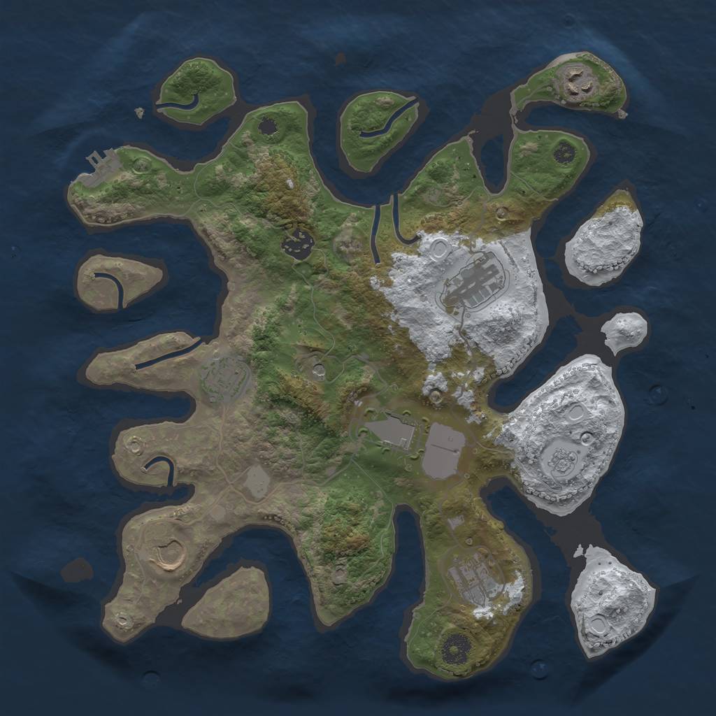 Rust Map: Procedural Map, Size: 3500, Seed: 1918836632, 15 Monuments