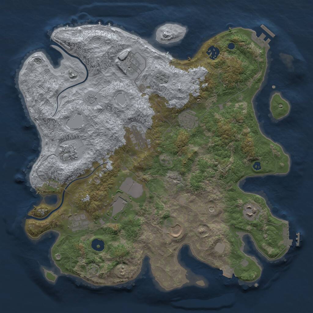 Rust Map: Procedural Map, Size: 3700, Seed: 338418690, 16 Monuments