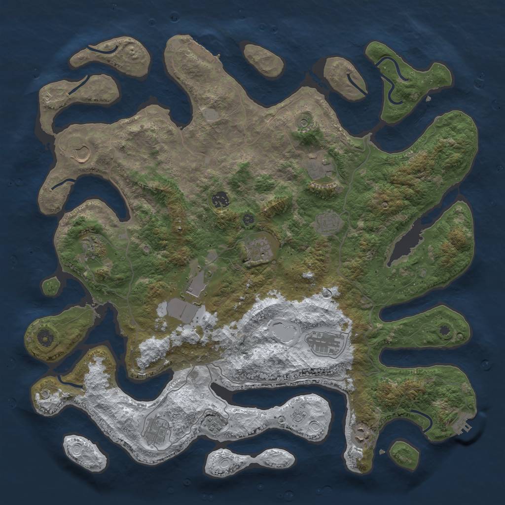 Rust Map: Procedural Map, Size: 4500, Seed: 877, 20 Monuments