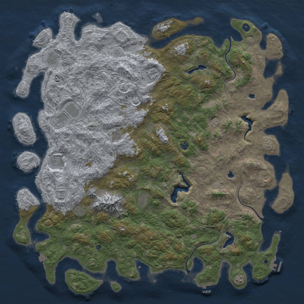 Rust Map: Procedural Map, Size: 6000, Seed: 121518, 17 Monuments