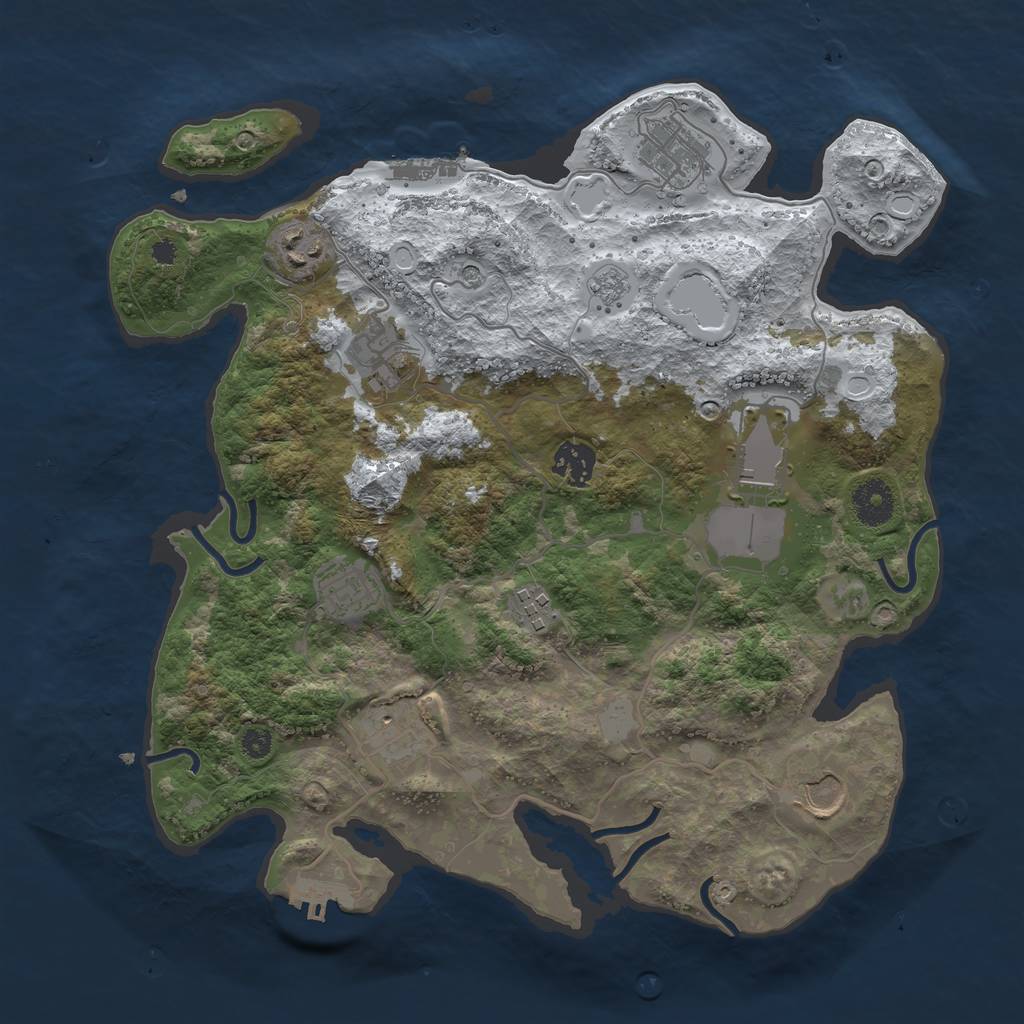 Rust Map: Procedural Map, Size: 3500, Seed: 1997, 18 Monuments