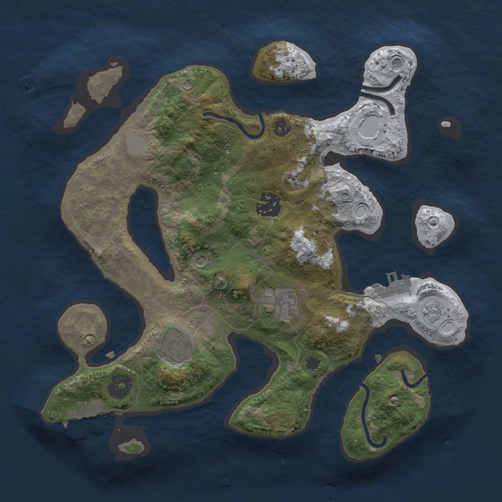 Rust Map: Procedural Map, Size: 3000, Seed: 11345, 12 Monuments
