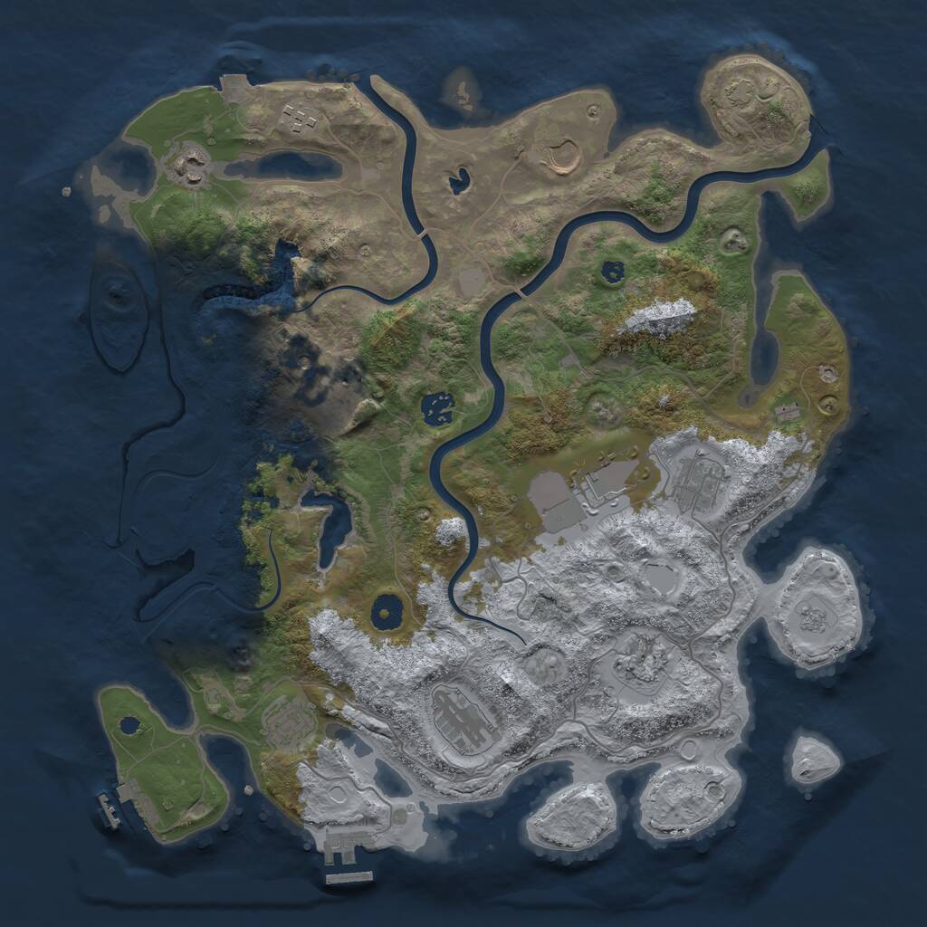 Rust Map: Procedural Map, Size: 4000, Seed: 1725497722, 16 Monuments