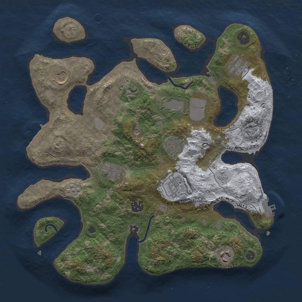 Rust Map: Procedural Map, Size: 3500, Seed: 49916095, 19 Monuments