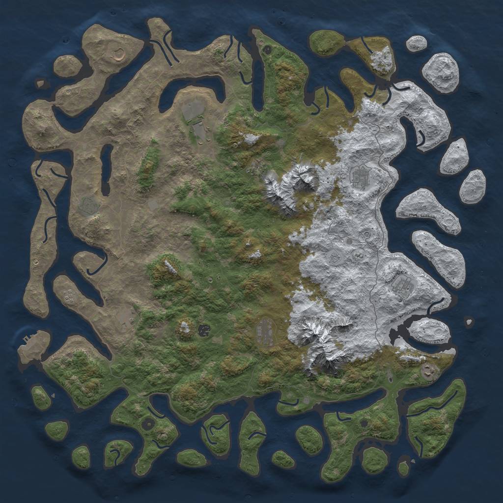 Rust Map: Procedural Map, Size: 6000, Seed: 64977, 19 Monuments