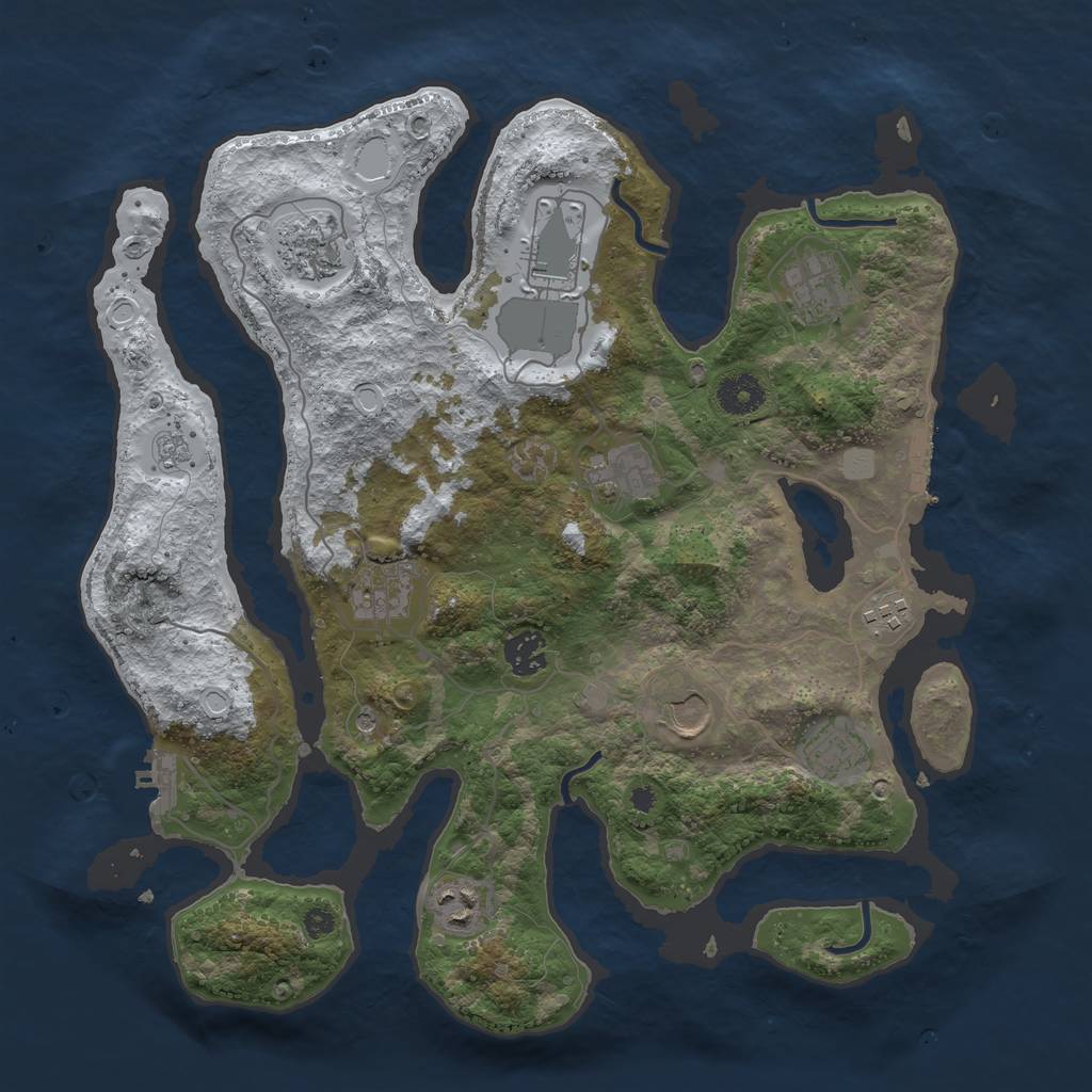 Rust Map: Procedural Map, Size: 3700, Seed: 235479078, 19 Monuments