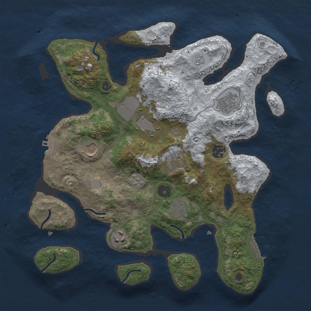 Rust Map: Procedural Map, Size: 3500, Seed: 930403180, 16 Monuments