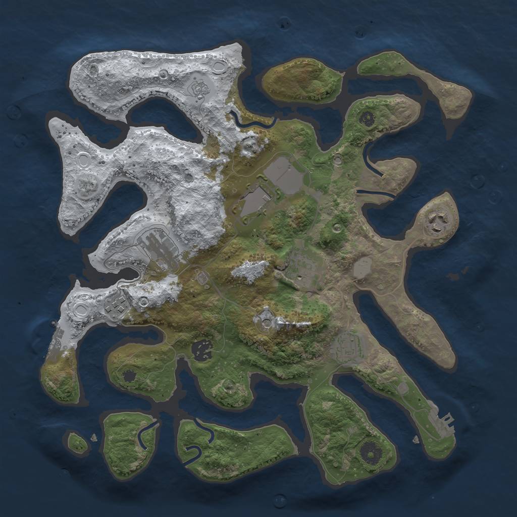 Rust Map: Procedural Map, Size: 3500, Seed: 632145, 16 Monuments
