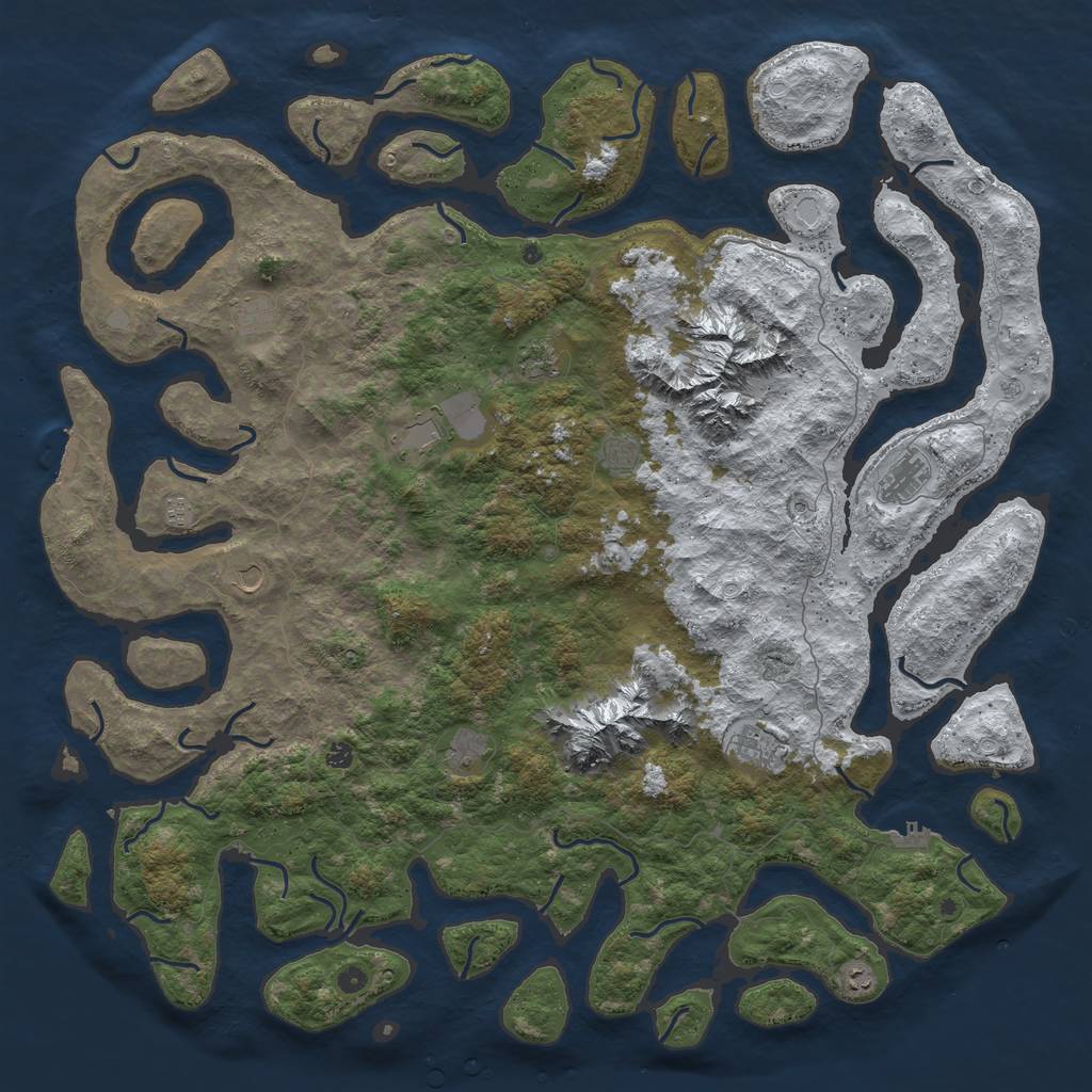 Rust Map: Procedural Map, Size: 6000, Seed: 926392, 20 Monuments