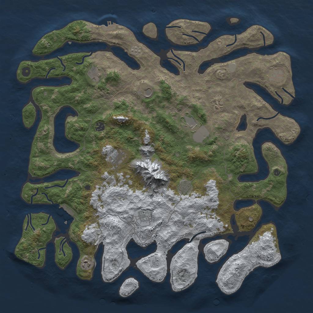 Rust Map: Procedural Map, Size: 5000, Seed: 4515, 20 Monuments
