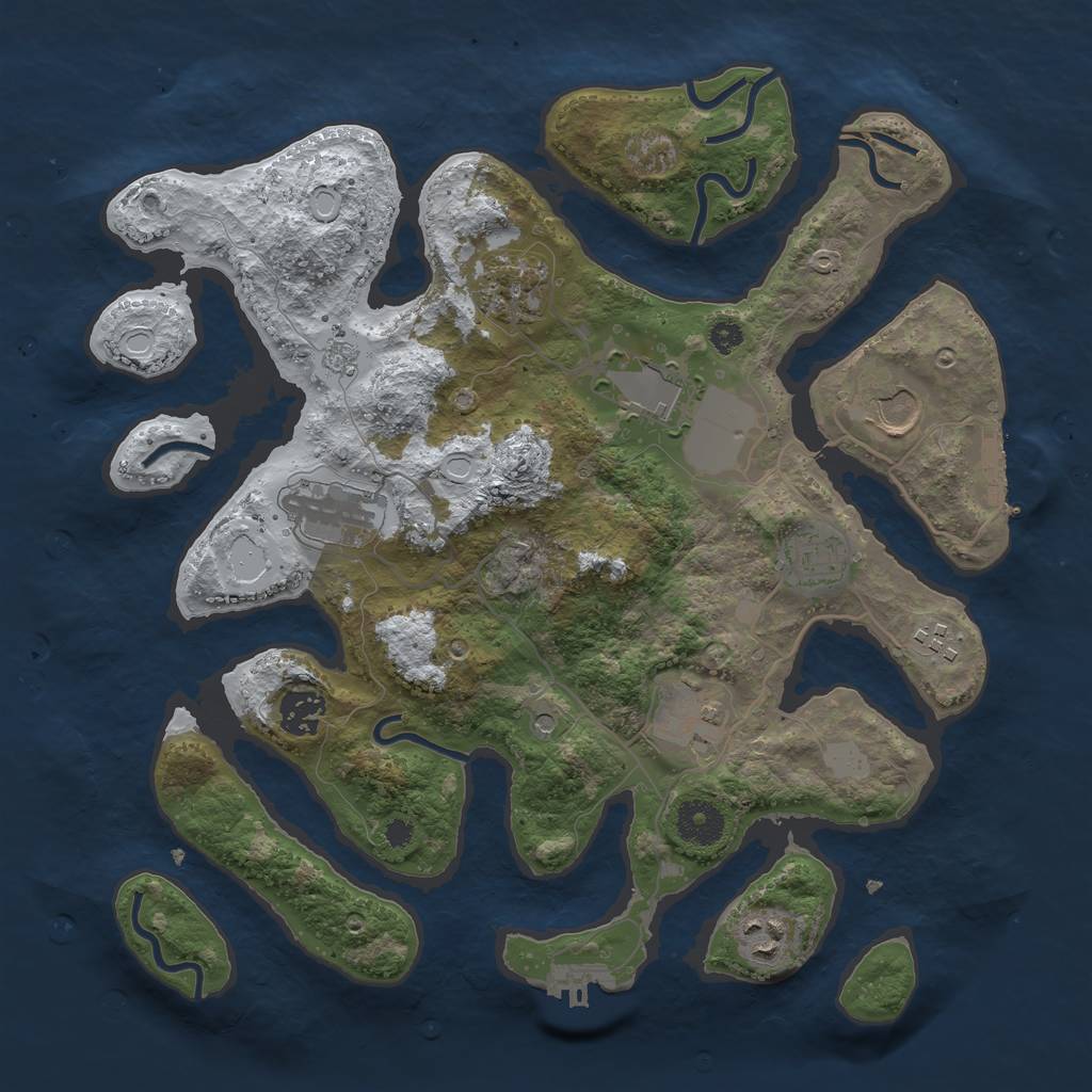Rust Map: Procedural Map, Size: 3500, Seed: 563456, 18 Monuments