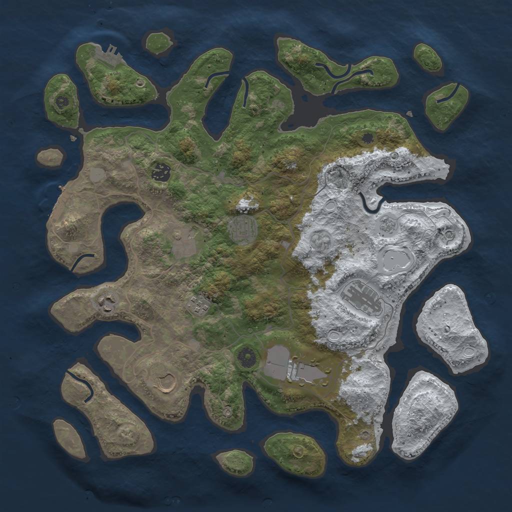 Rust Map: Procedural Map, Size: 4000, Seed: 624519703, 17 Monuments
