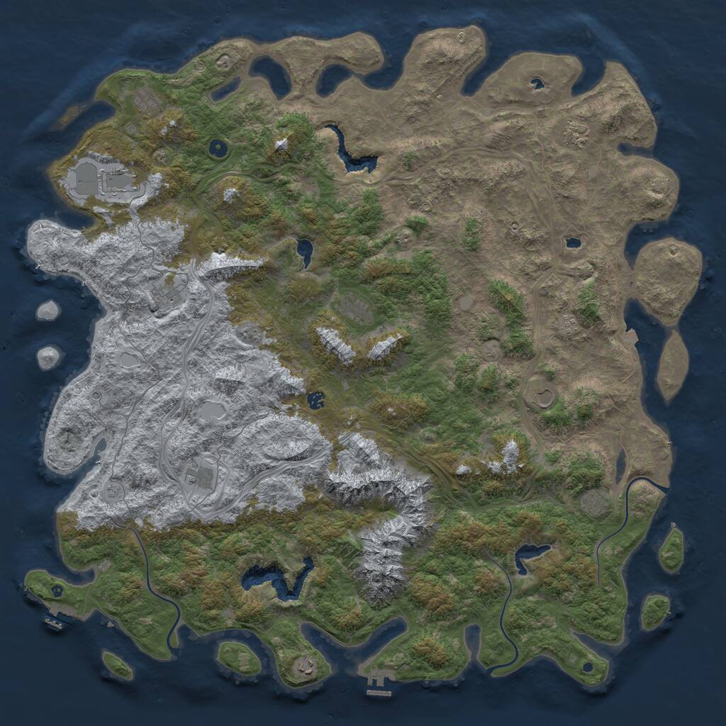 Rust Map: Procedural Map, Size: 6000, Seed: 108731759, 17 Monuments