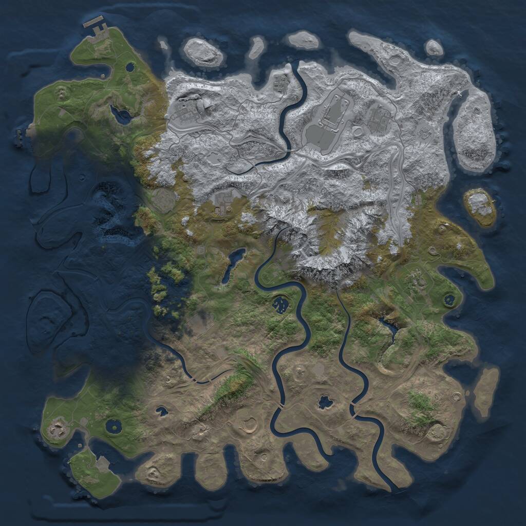 Rust Map: Procedural Map, Size: 5000, Seed: 2147483645, 17 Monuments