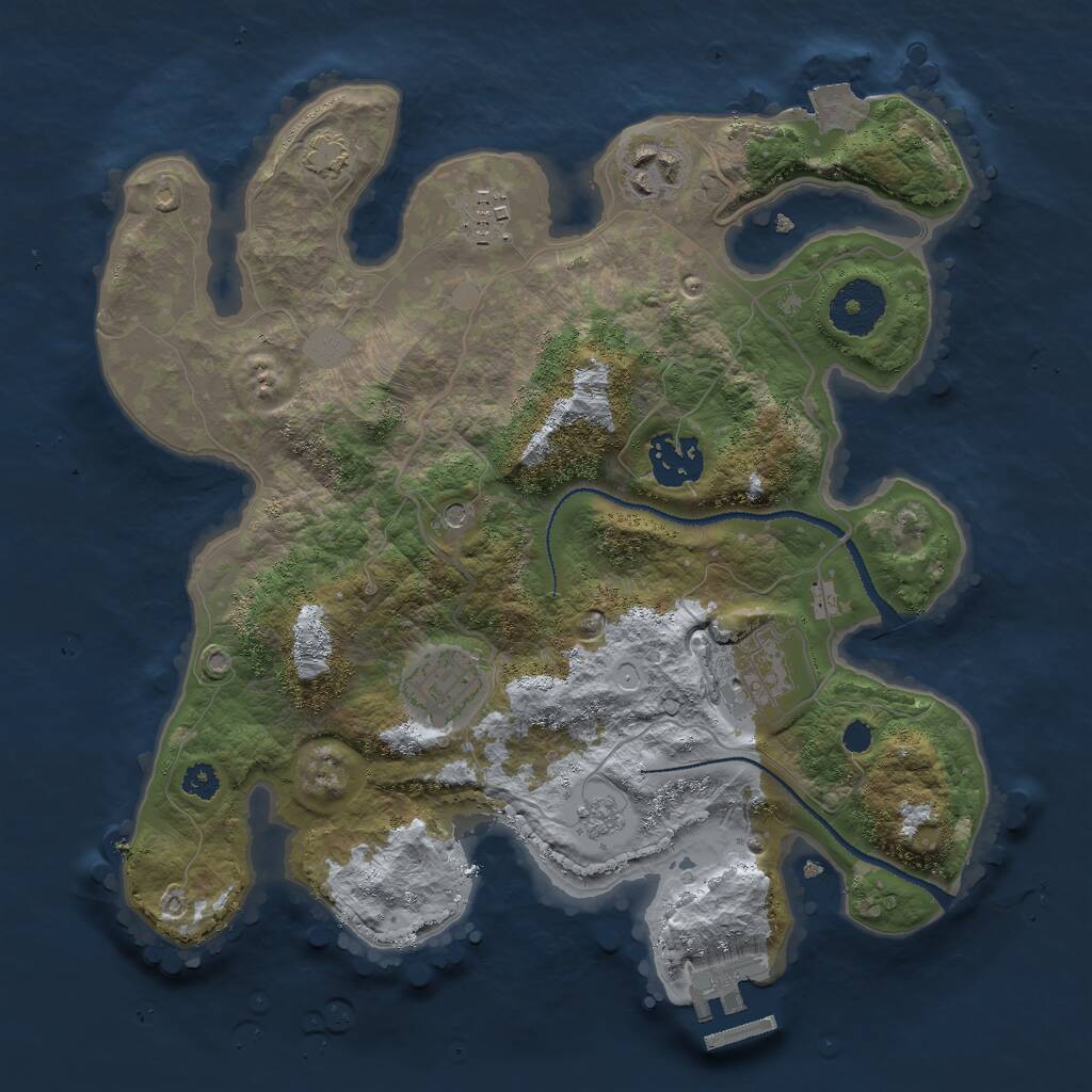 Rust Map: Procedural Map, Size: 3000, Seed: 1391734123, 10 Monuments