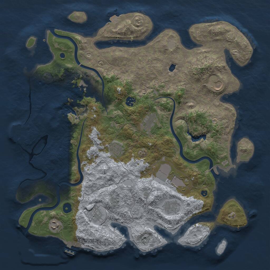 Rust Map: Procedural Map, Size: 4200, Seed: 74836, 16 Monuments