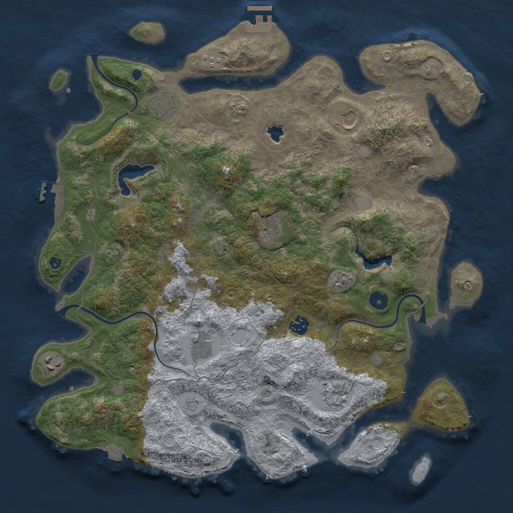 Rust Map: Procedural Map, Size: 4200, Seed: 74836, 14 Monuments