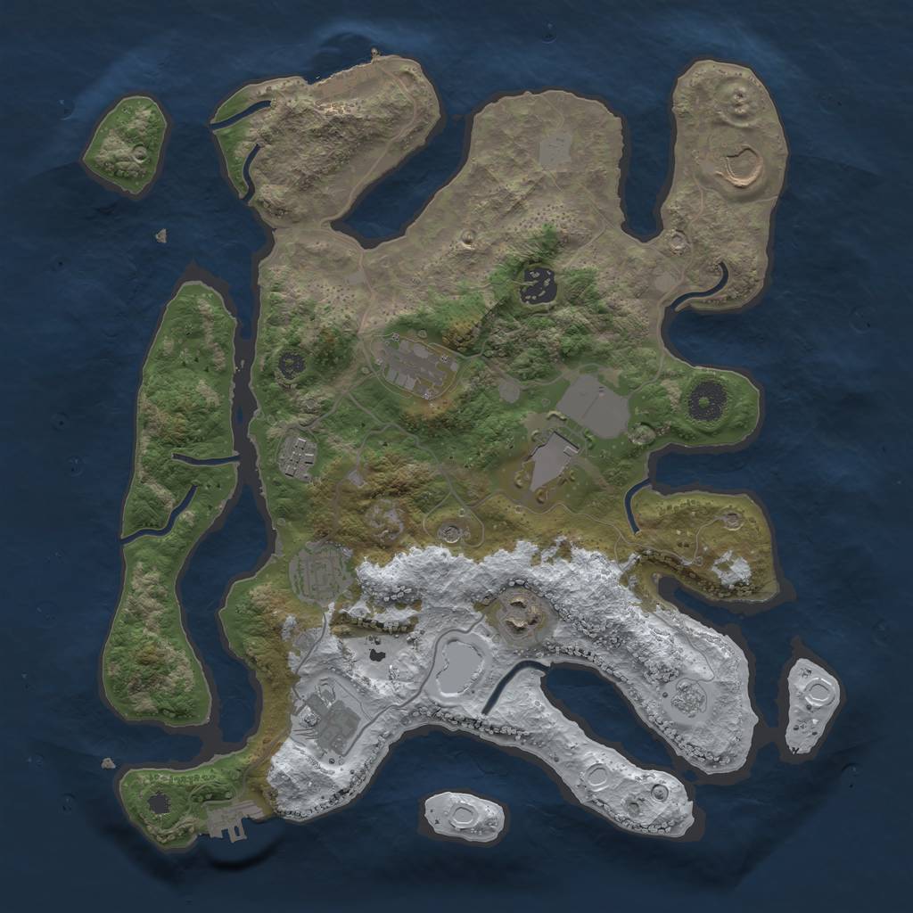 Rust Map: Procedural Map, Size: 3500, Seed: 1964882, 17 Monuments