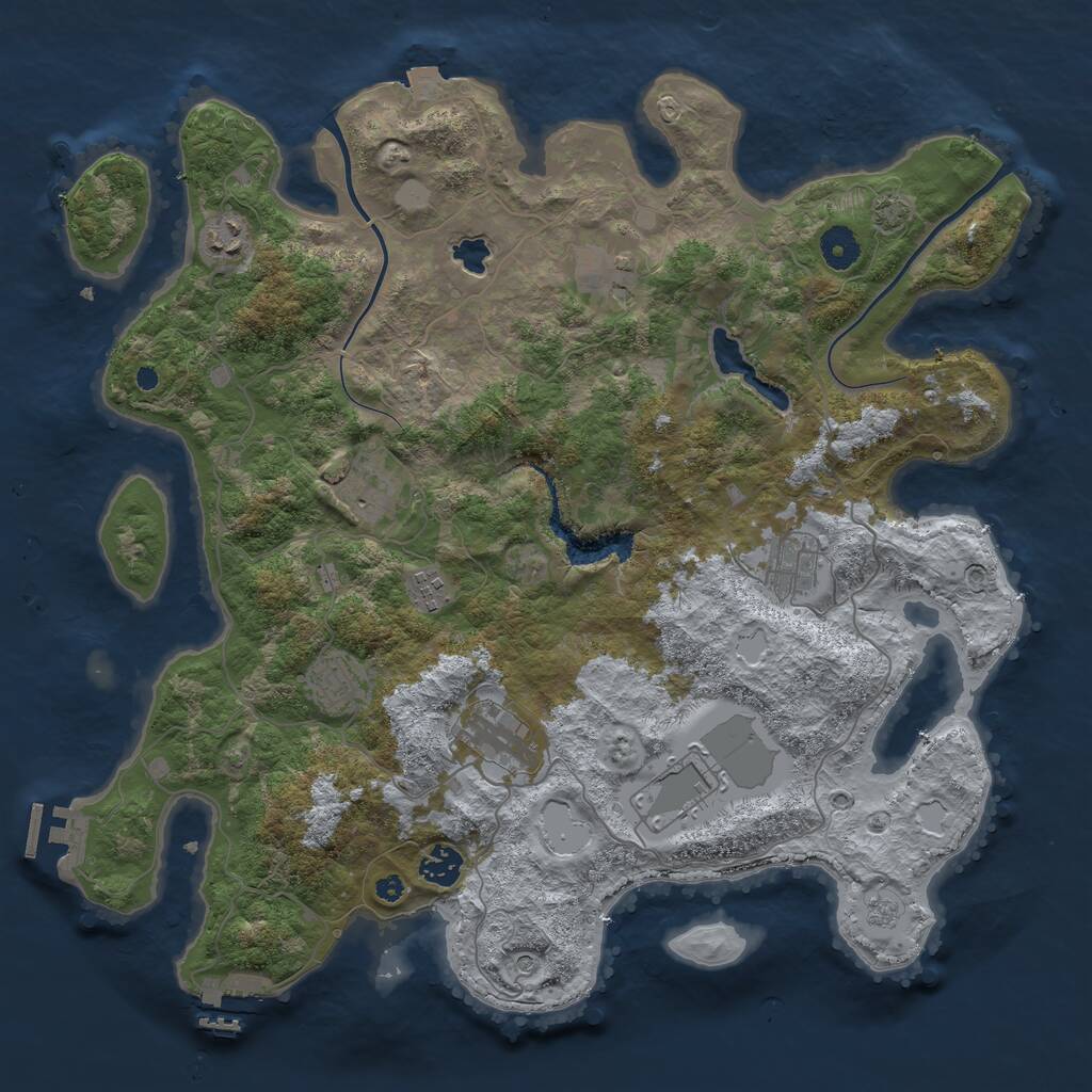Rust Map: Procedural Map, Size: 4000, Seed: 4442393, 15 Monuments