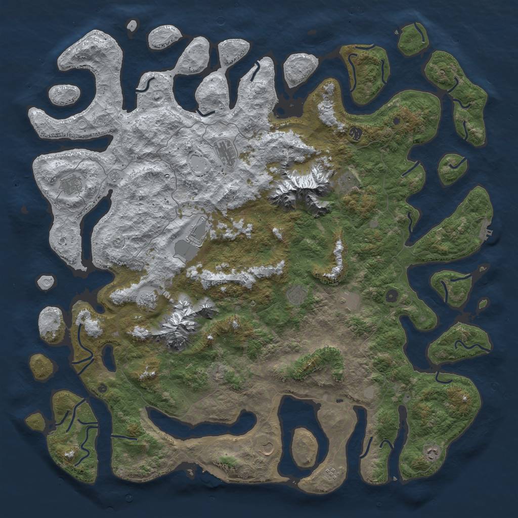 Rust Map: Procedural Map, Size: 6000, Seed: 671846918, 20 Monuments