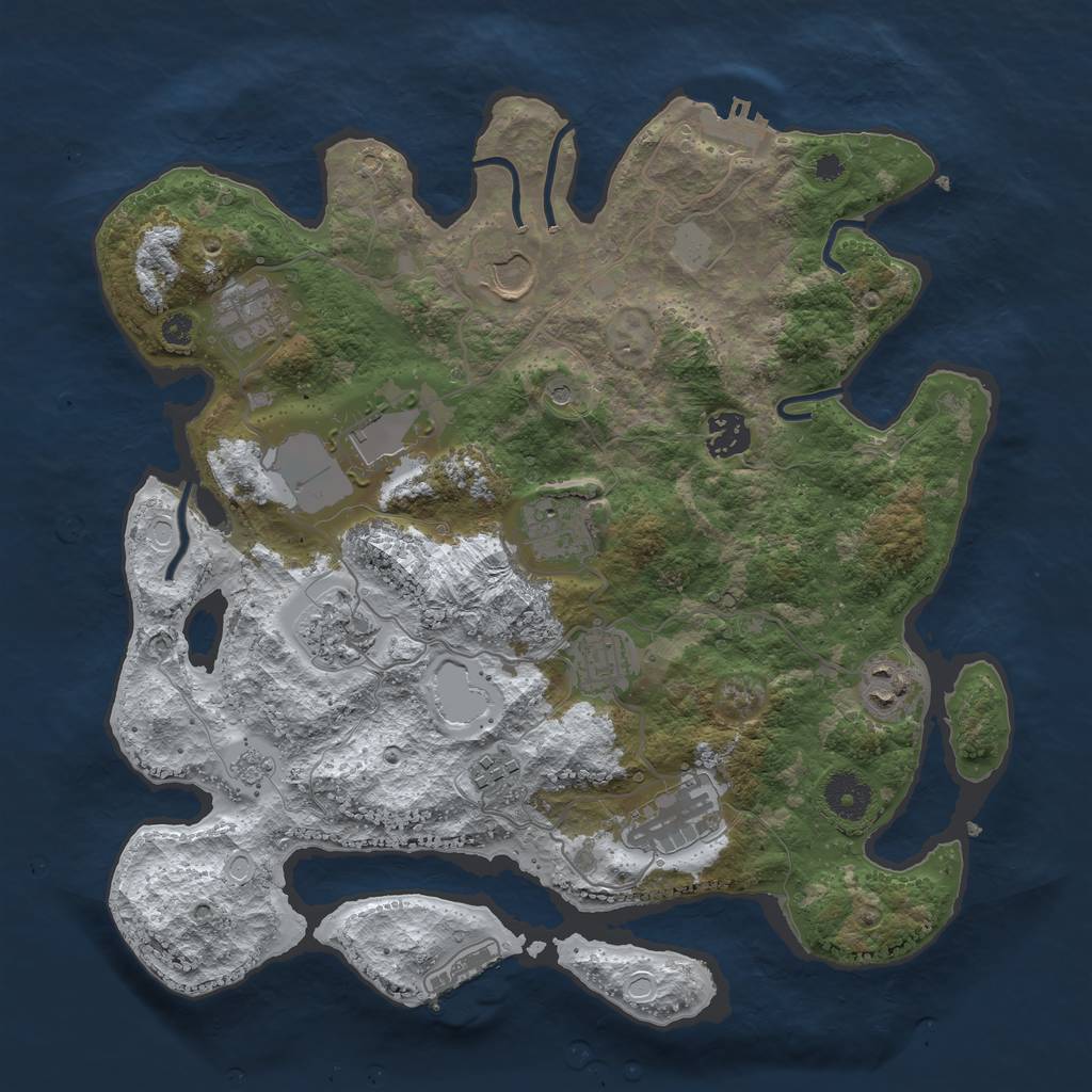 Rust Map: Procedural Map, Size: 3550, Seed: 414515, 19 Monuments
