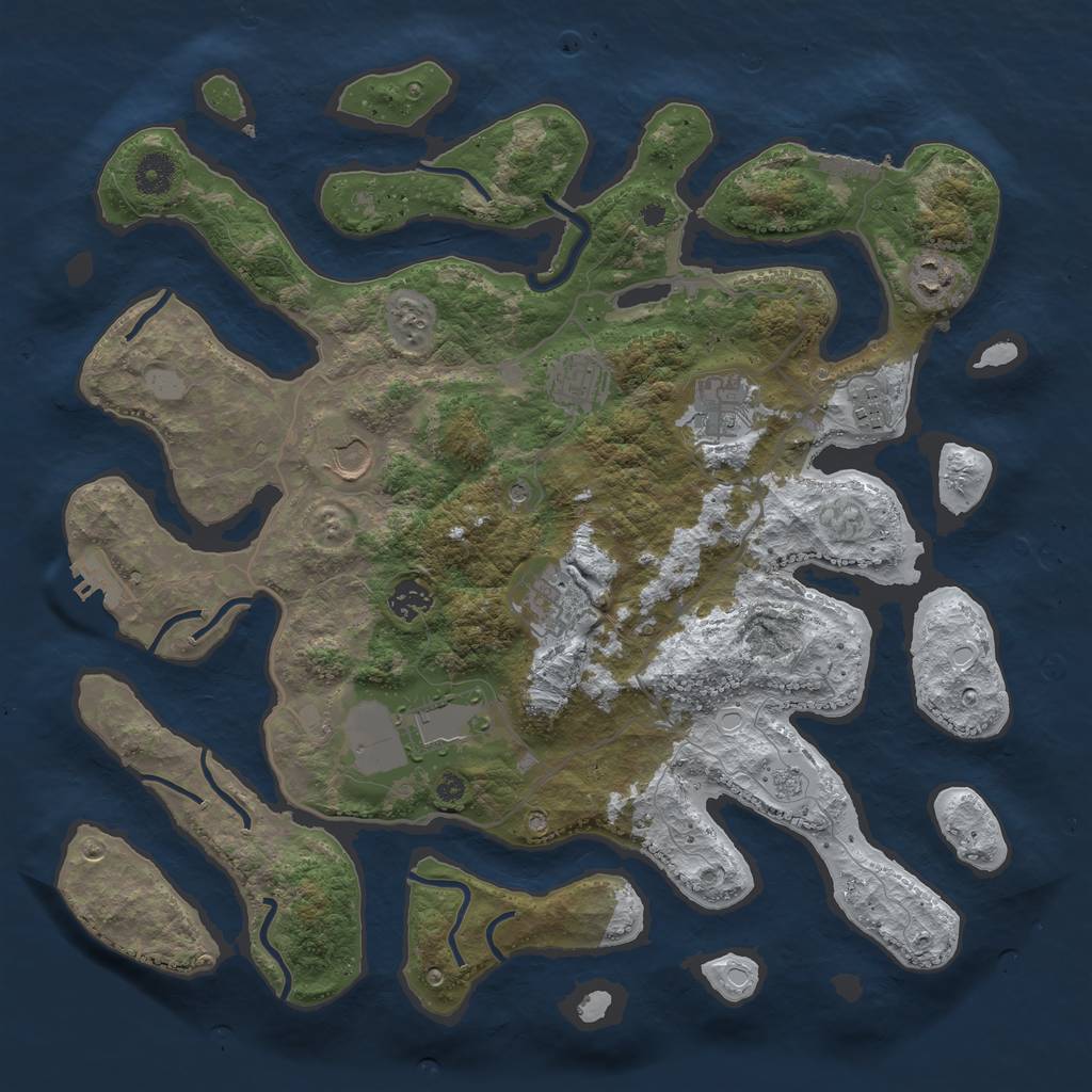 Rust Map: Procedural Map, Size: 4000, Seed: 819150501, 17 Monuments