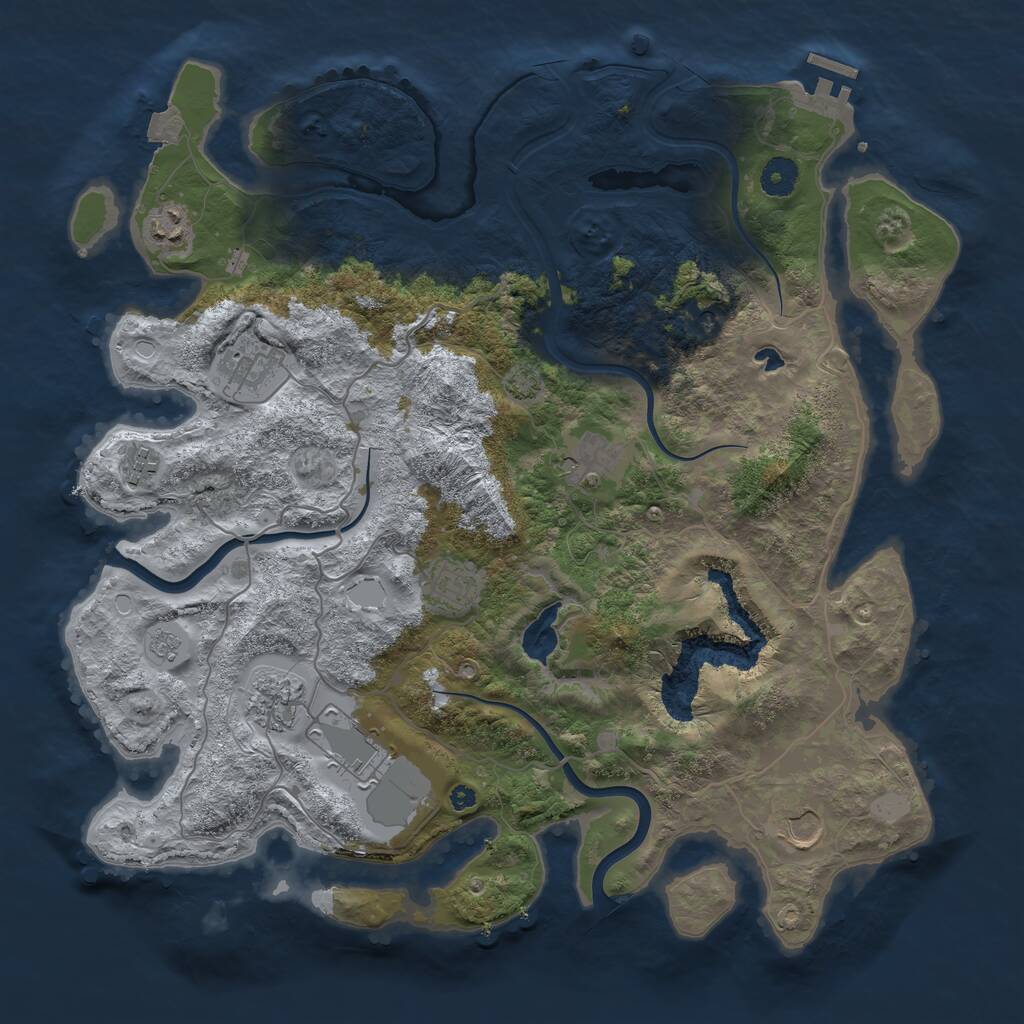 Rust Map: Procedural Map, Size: 4000, Seed: 2947374, 13 Monuments