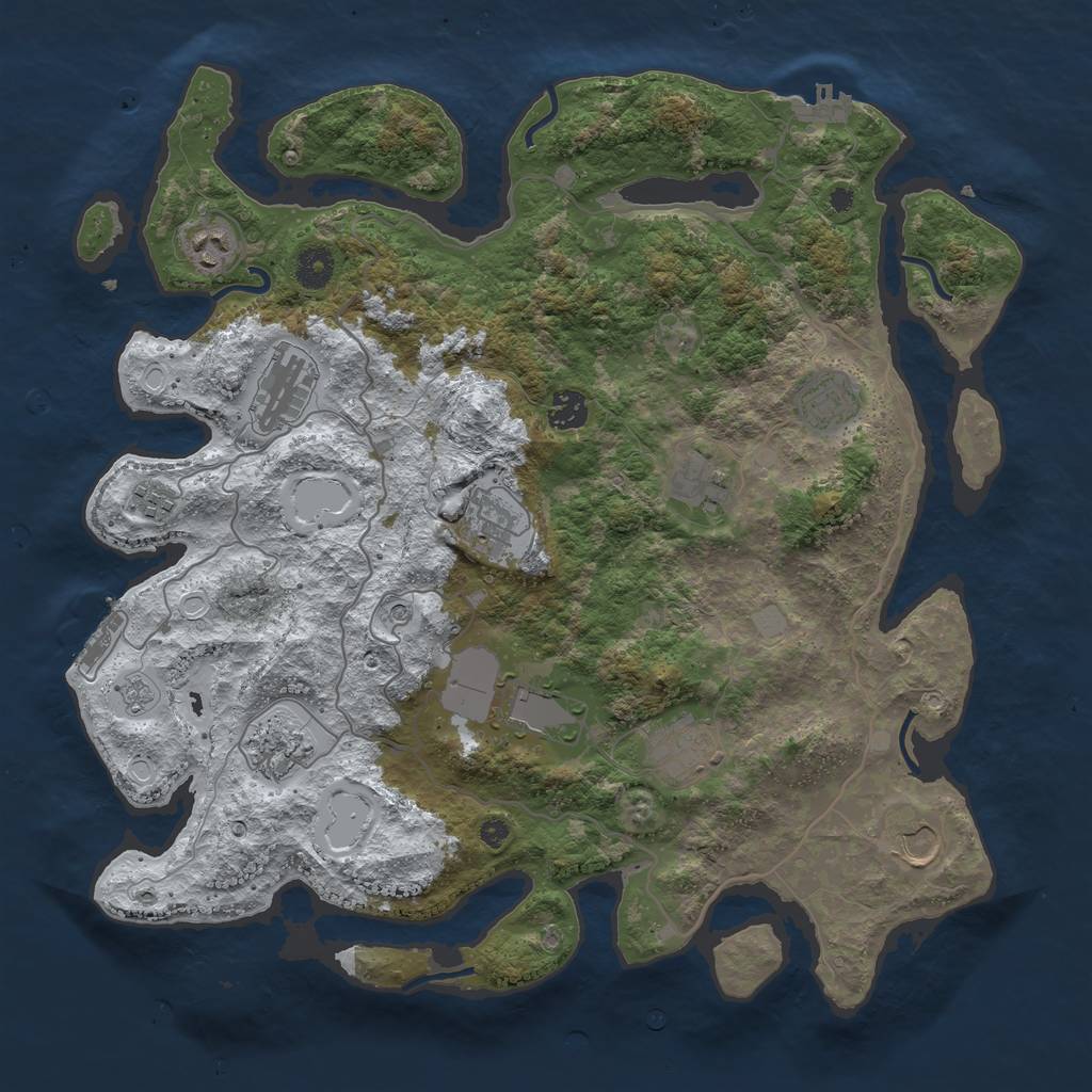 Rust Map: Procedural Map, Size: 4000, Seed: 2947374, 20 Monuments