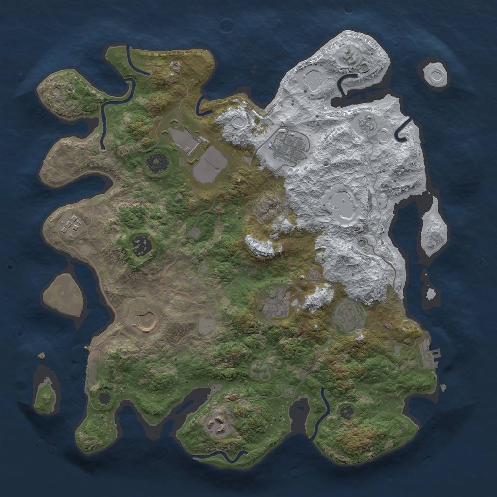 Rust Map: Procedural Map, Size: 3600, Seed: 1484911803, 17 Monuments