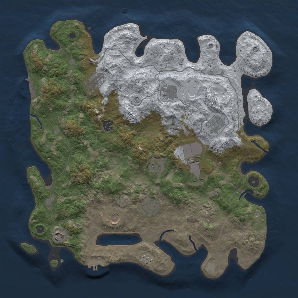 Rust Map: Procedural Map, Size: 4000, Seed: 877278, 20 Monuments