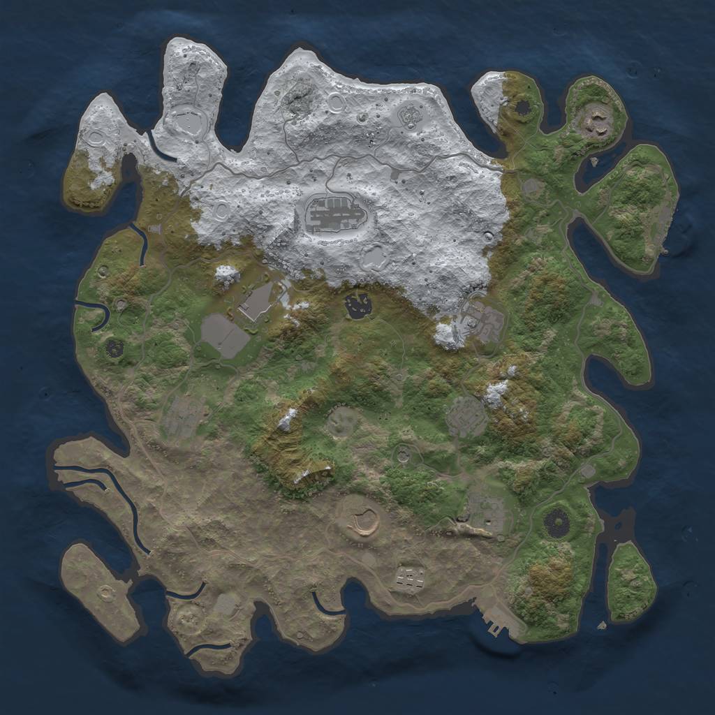 Rust Map: Procedural Map, Size: 4000, Seed: 75896733, 19 Monuments