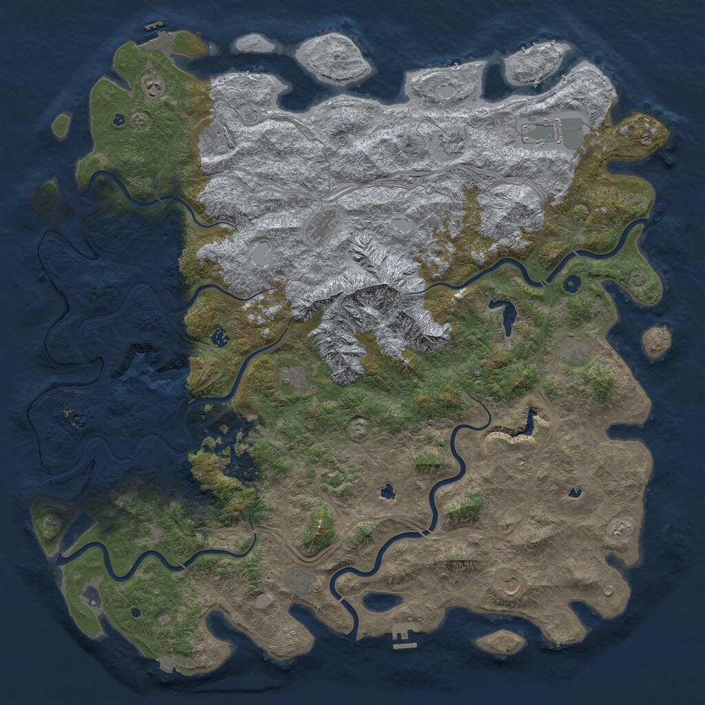 Rust Map: Procedural Map, Size: 6000, Seed: 973, 17 Monuments
