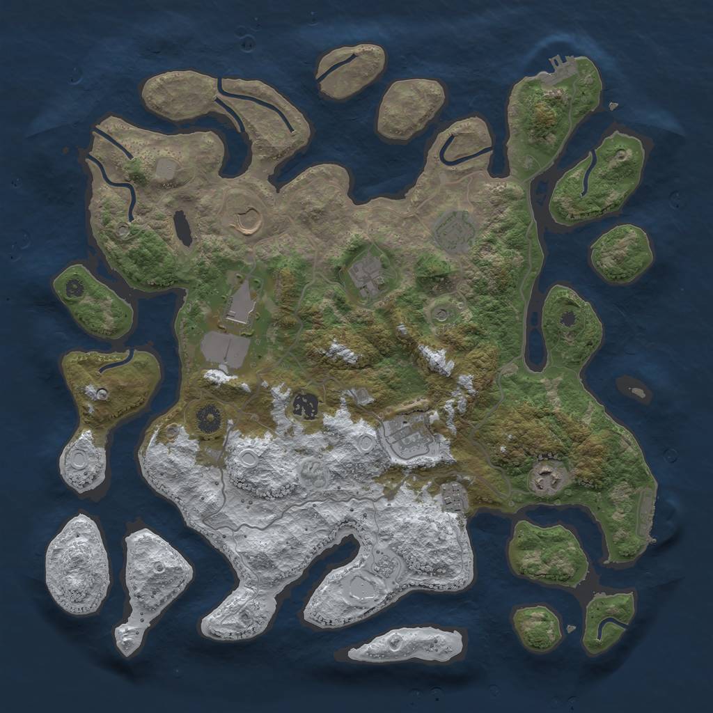 Rust Map: Procedural Map, Size: 4000, Seed: 5275124, 17 Monuments