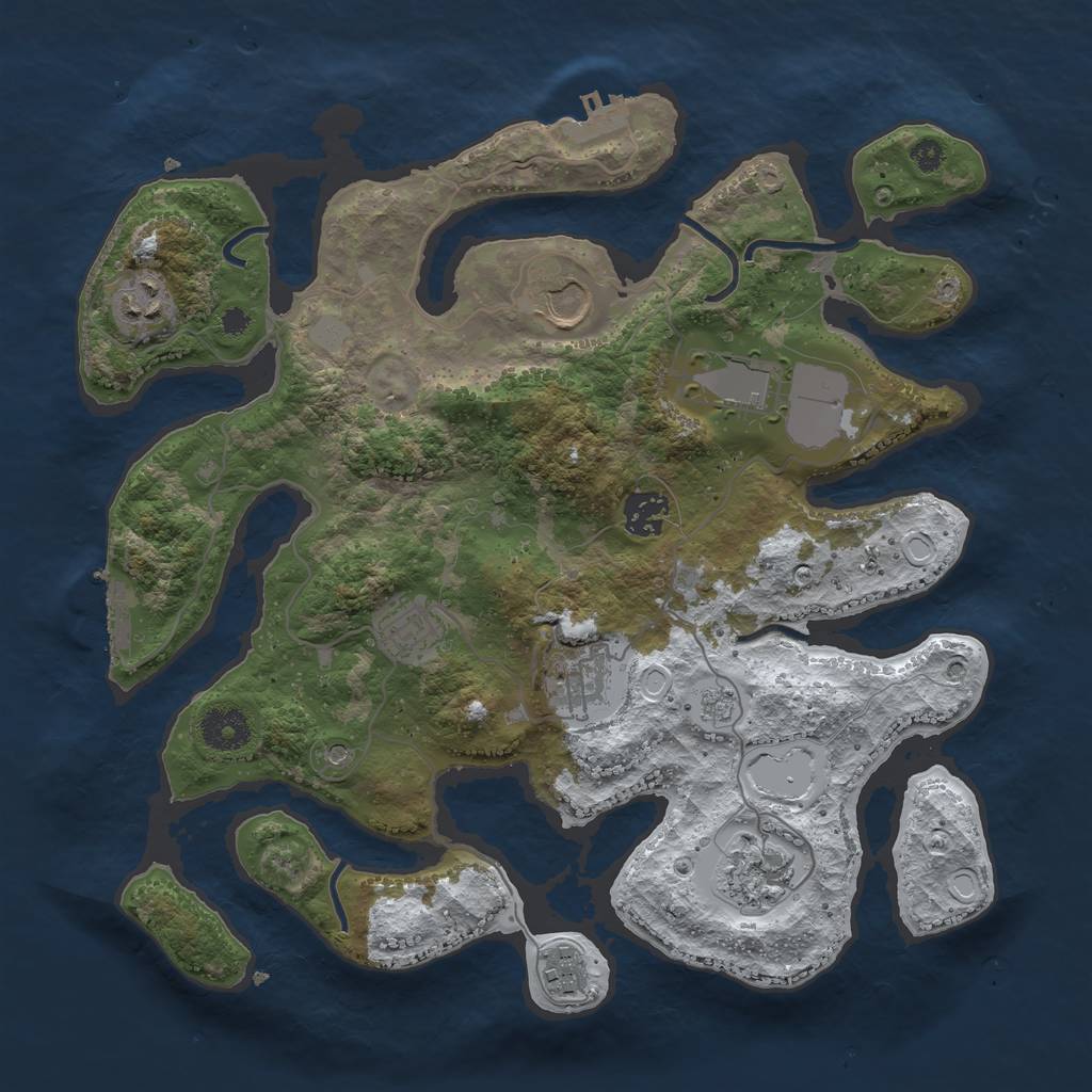 Rust Map: Procedural Map, Size: 3500, Seed: 3750130, 17 Monuments