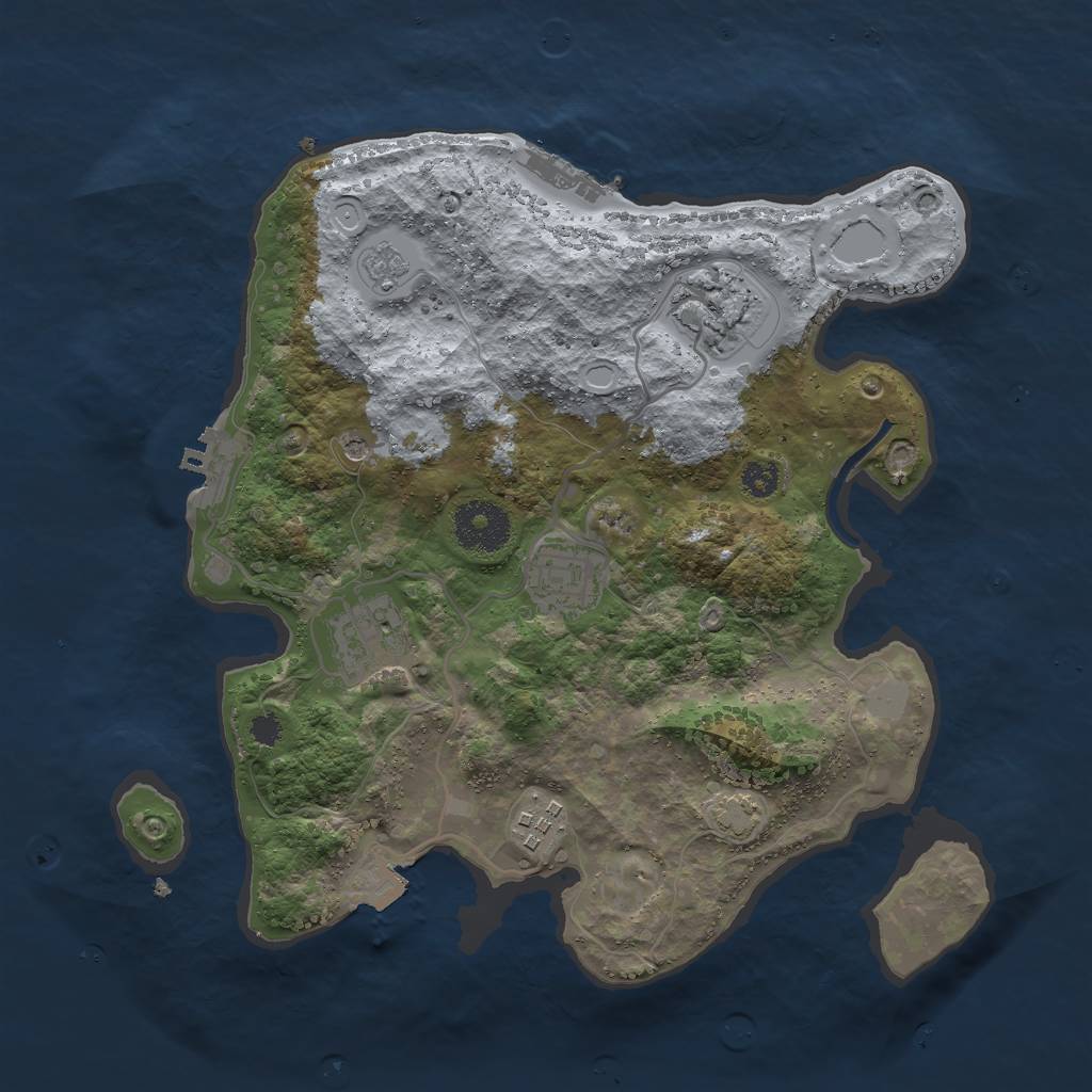 Rust Map: Procedural Map, Size: 3000, Seed: 1423283034, 12 Monuments