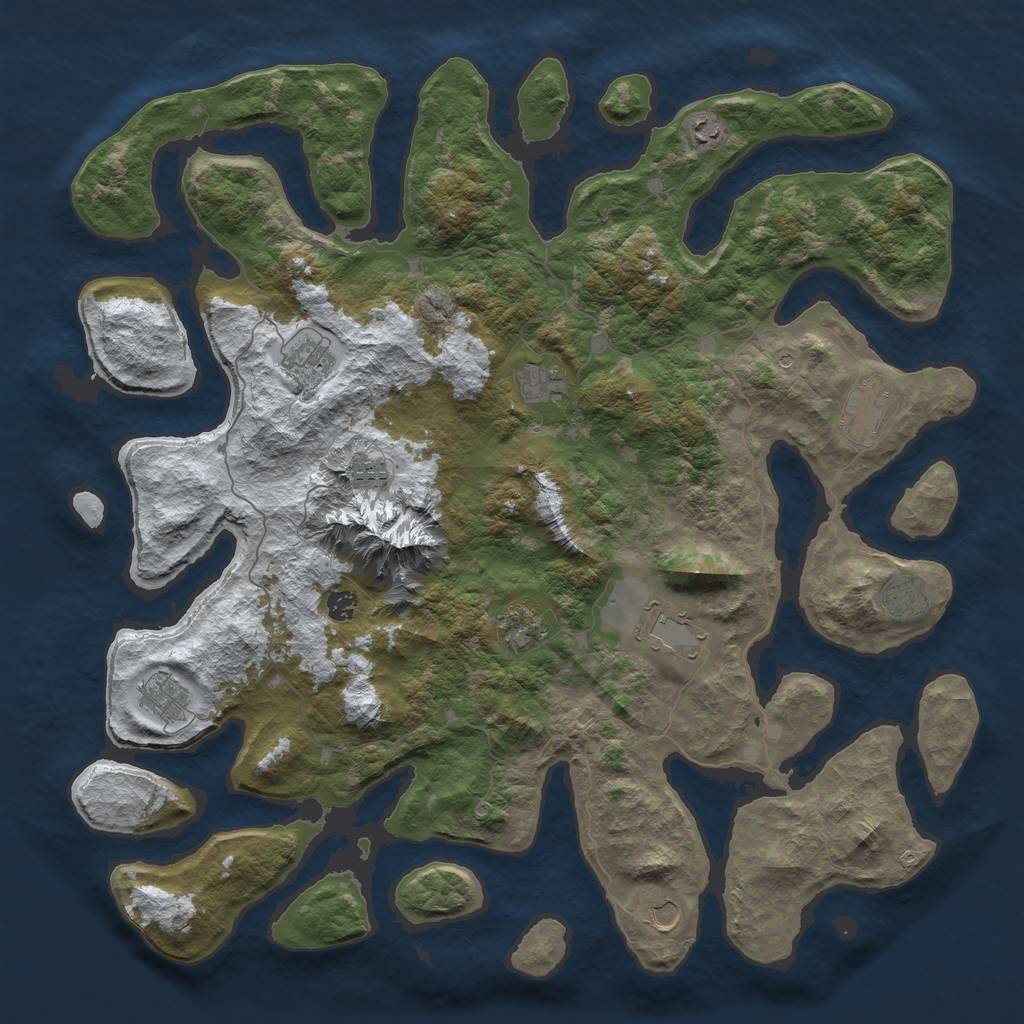 Rust Map: Barren, Size: 5000, Seed: 622948930, 14 Monuments