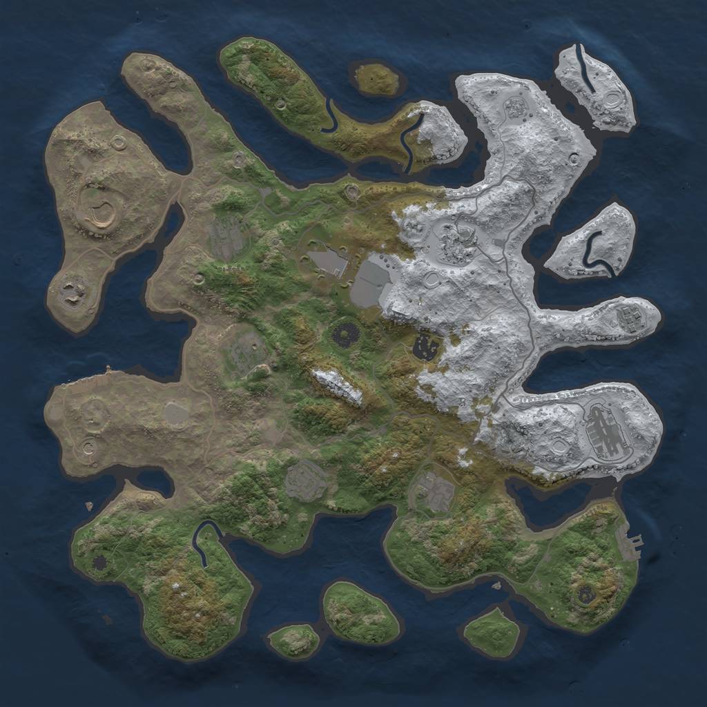Rust Map: Procedural Map, Size: 4100, Seed: 369313744, 20 Monuments